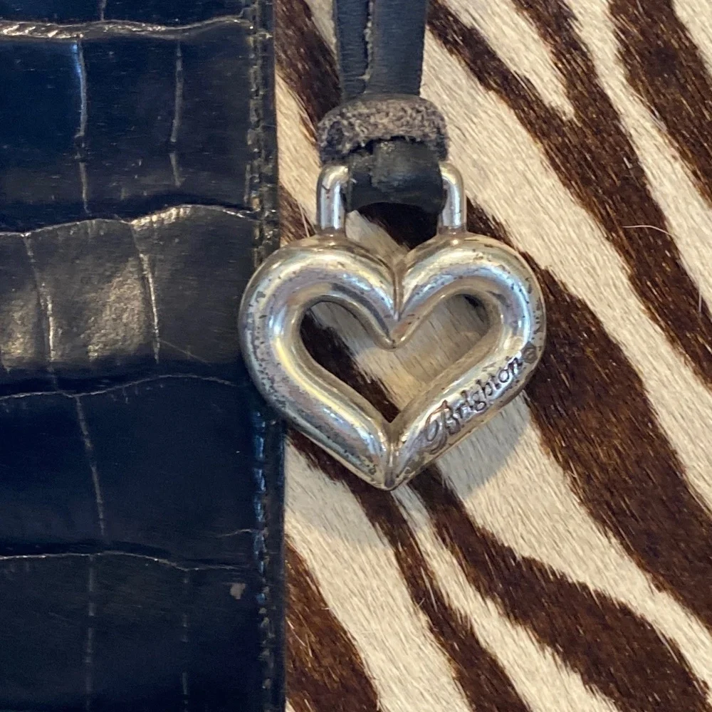 BRIGHTON Authentic Black Leather Zebra Print Calf Hair Shoulder Bag